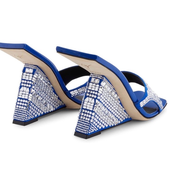 Giuseppe Zanotti Blue and Silver Embellished Heels summer is near, large size - Picture 3 of 7